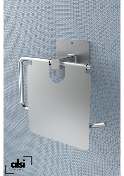 Yapışkanlı Paslanmaz Kapaklı Gümüş Tuvalet Kağıdı Tutacağı/tuvalet Wc Kağıtlık