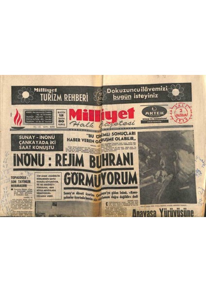 Milliyet Halk Gazetesi 2 Haziran 1970 - 25 Bin Teknik Eleman Dün Boykota Başladı GZ88832