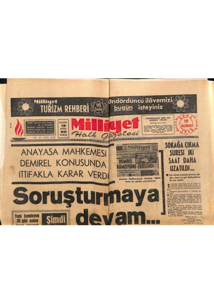Milliyet Halk Gazetesi 19 Haziran 1970 - Arazi Vergisi Değere Göre Tesbit Edilecek GZ88836