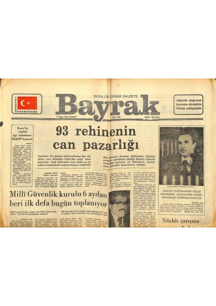 Bayrak Gazetesi 17 Ekim 1977 - 93 Rehinenin Can Pazarlığı GZ89408
