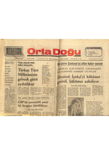 Orta Doğu Gazetesi 9 Mayıs 1975 - Cem Ipekçiyi Hükümet Getirdi Hükümet Azlediyor GZ89396