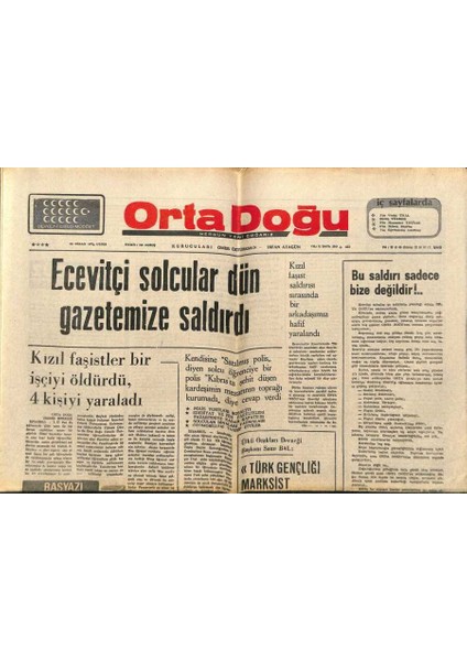 Orta Doğu Gazetesi 25 Nisan 1975 - Ömer Sevinçler,kendimi Yakacağım GZ89362