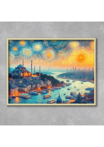 GR Concept Van Gogh Istanbul'da - Ahşap Çerçeveli Tablo