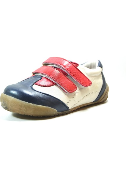 PAFI297 Hakiki Deri Beyaz-Lacivert Ortopedik Ped Taban Erkek Bebek Spor Ayakkabı fiyatları