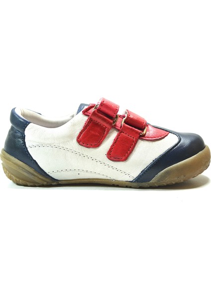 PAFI297 Hakiki Deri Beyaz-Lacivert Ortopedik Ped Taban Erkek Bebek Spor Ayakkabı modelleri