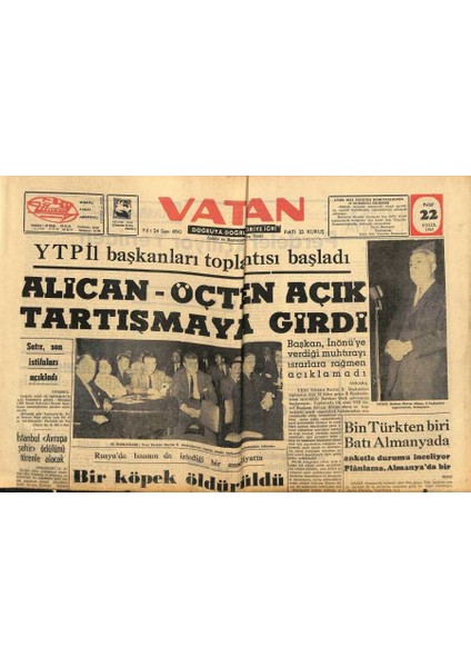 Vatan Gazetesi 22 Eylül 1963 - Özel Sektör Dış Yatırımlardan Yararlanacak GZ90612