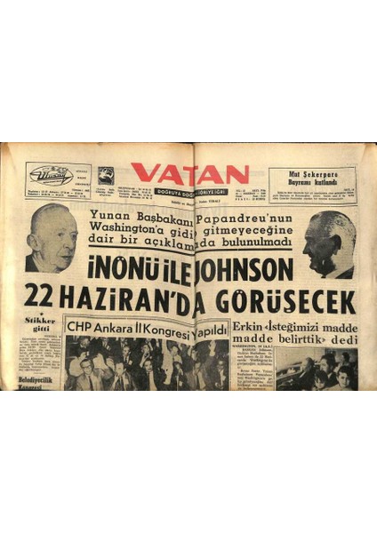 Vatan Gazetesi 14 Haziran 1964 - 500 Kamyon Şoförü Denizcilik Bankasını Protesto Ettiler GZ90165
