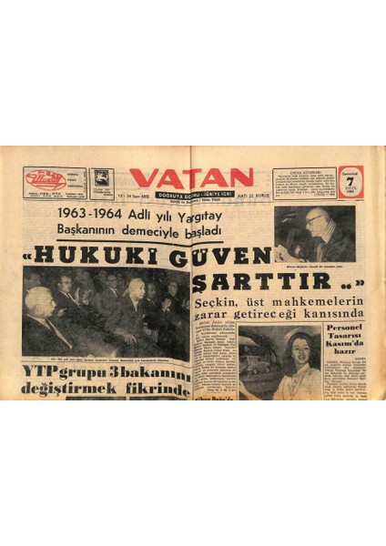Vatan Gazetesi 7 Eylül 1963 - Iskenderin Heykeli Yurt Dışına Kaçırılıyordu GZ90508