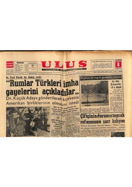 Ulus Gazetesi 10 Şubat 1964 - Istanbulda Suni Gaz Sıkıntısı Yaratanlar Cezalandırılacak GZ90373