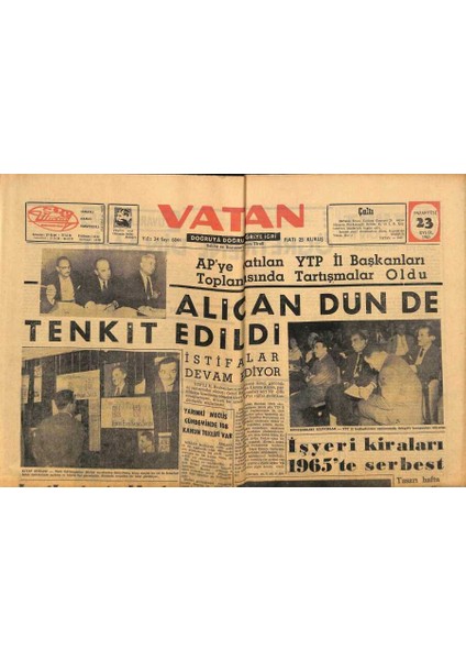 Vatan Gazetesi 23 Eylül 1963 - Sümerbankta 80 Bin Liralık Kumaş Yandı GZ90613