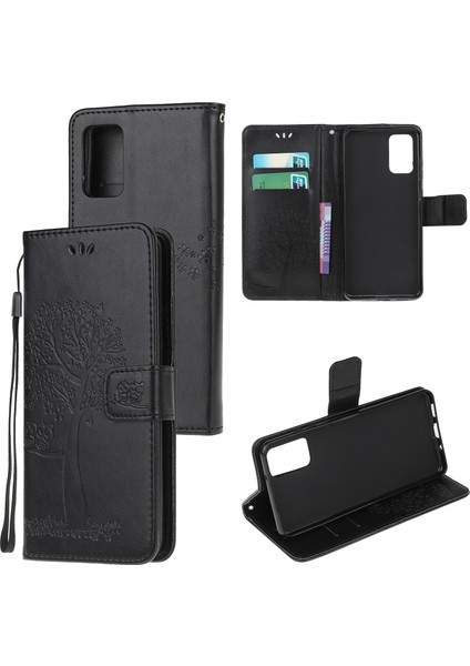 Baskı Ağacı Baykuş Pu Deri Cüzdan Samsung Galaxy Note 20/note 20 5g-Black Için (Yurt Dışından)