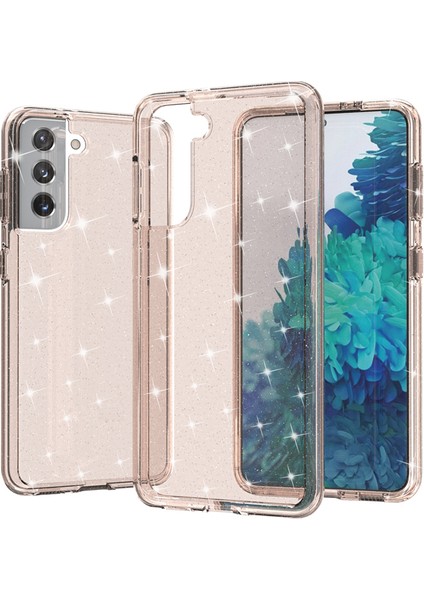 Samsung Galaxy S21 4g/5g Için Açık Glitter Case, Hard Pc Yumuşak Tpu Anti-Scratch Sparkle Hibrid Telefon Kapağı-Altın (Yurt Dışından)