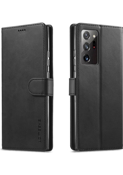 Samsung Galaxy NOTE20/NOTE20 5g-Black Için Deri Cüzdan Standı Kapak Cep Telefonu Kasası (Yurt Dışından)