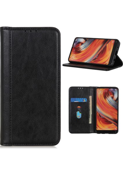 Samsung Galaxy S20 FE/S20 Fan EDITION/S20 Fe 5G/S20 Fan Edition 5G/S20 LITE/S20 Fan Edition-Black Için Otomatik Emilmiş Litchi Deri Bölünmüş Deri Kapak (Yurt Dışından)