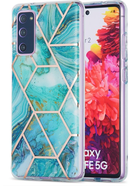 Iml Imd Mermer Deseni 2.0mm Tpu Telefon Kapağı Kılıfı Samsung Galaxy S20 Fe 4g/fe 5G/S20 LITE/S20 Fe 2022-YEŞIL (Yurt Dışından)