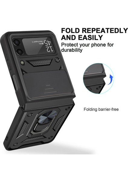 Kamera Slide Cover Samsung Galaxy Z Flip3 Için Yüzük Tutucu Kickstand ile Koruyucu Telefon Kılıfı (Yurt Dışından) fiyatları
