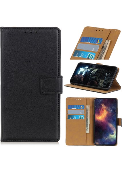 Samsung Galaxy A31 Anti-Drop Kabuğu Şok Geçirmez Koruyucu Kapak Için Cüzdan Telefon Kılıfı Stand-Black ile (Yurt Dışından)