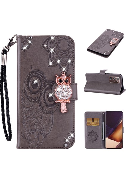 Rhinestone Dekor Baskı Samsung Galaxy NOTE20 Ultra 5g/galaxy NOTE20 Ultra-Grey Için (Yurt Dışından)