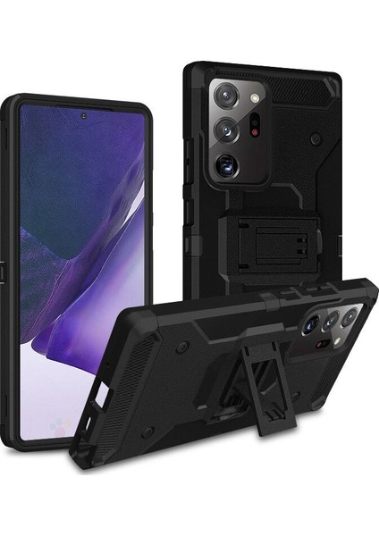 Samsung Galaxy NOTE20 Için ULTRA/NOTE20 Ultra 5g Kickstand Pc+Tpu Hibrit Kılıf Karbon Fiber Doku Kemer Klipsi Kılıf Kapağı (Yurt Dışından)