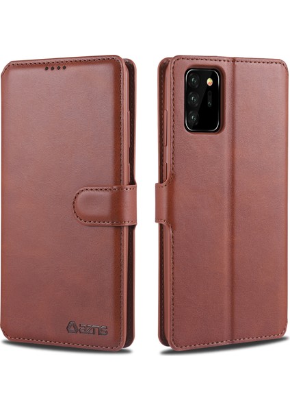 Samsung Galaxy NOTE20 4g/5g-Brown Için Deri Cüzdan Cep Telefonu Kasası Kapağı (Yurt Dışından)