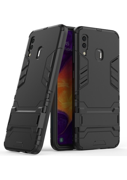 Samsung Galaxy A30/A20-BLACK Için Kickstand ile Serin Muhafız Pc Tpu Hibrid Geri Gövde (Yurt Dışından)