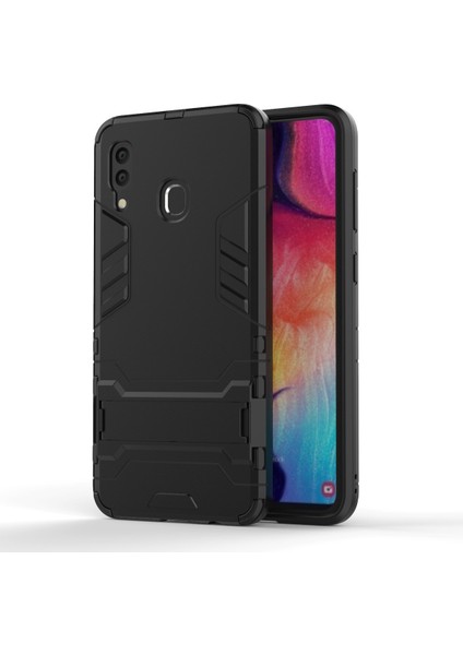 Samsung Galaxy A30/A20-BLACK Için Kickstand ile Serin Muhafız Pc Tpu Hibrid Geri Gövde (Yurt Dışından)