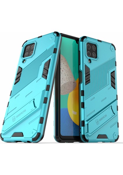 Samsung Galaxy M32 (Global Versiyon) Için Şok Dayanıklı Pc+Tpu Combo Case Kickstand Tasarım Koruyucu Telefon Kılıfı -Blue (Yurt Dışından)