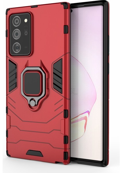 Samsung Galaxy NOTE20 ULTRA/NOTE20 Ultra 5g- Kırmızı Için Parmak Halkası Kickstand Case Dahili Manyetik Metal Sac Pc+Tpu Kabuğu (Yurt Dışından)