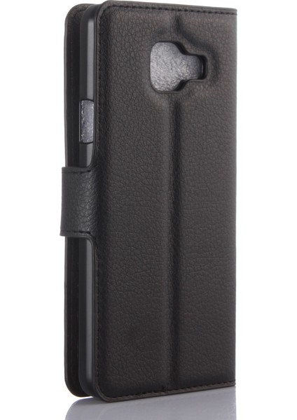 Samsung Galaxy A3 SM-A310F Için Litchi Cüzdan Deri Telefon Kılıfı Stand-Black (Yurt Dışından)