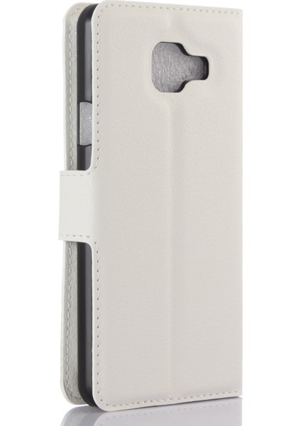 Samsung Galaxy A3 SM-A310F Için Litchi Cüzdan Deri Telefon Kılıfı Stand-White (Yurt Dışından)