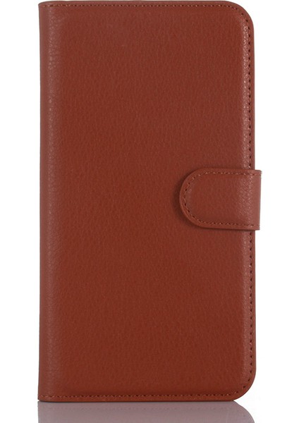 Samsung Galaxy A3 SM-A310F Için Litchi Cüzdan Deri Telefon Kılıfı Stand-Brown (Yurt Dışından)