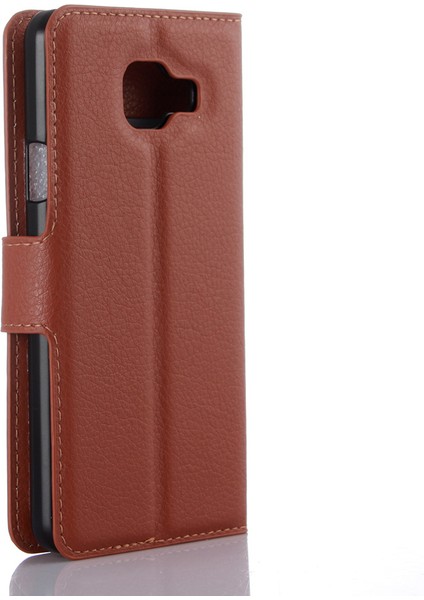 Samsung Galaxy A3 SM-A310F Için Litchi Cüzdan Deri Telefon Kılıfı Stand-Brown (Yurt Dışından)