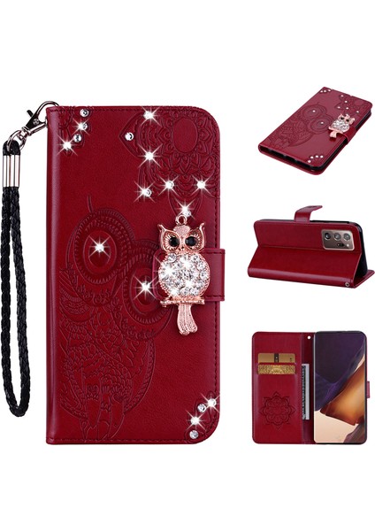 Rhinestone Dekor Baskı Samsung Galaxy NOTE20 Ultra 5g/galaxy NOTE20 Ultra Kırmızı (Yurt Dışından)