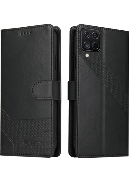 Samsung Galaxy A12-BLACK Için Destekleyici Stand Çok Fonksiyonlu Tasarıma Sahip Telefon Kapağı Kasa Cüzdanı (Yurt Dışından)