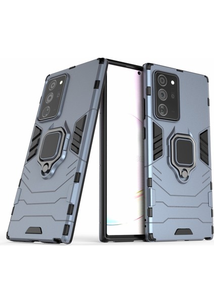 Samsung Galaxy NOTE20 ULTRA/NOTE20 Ultra 5g- Mavi Için Parmak Halkası Kickstand Case Dahili Manyetik Metal Sac Pc+Tpu Kabuğu (Yurt Dışından)