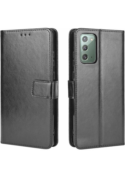 Samsung Galaxy NOTE20/NOTE20 5g-Black Için Crazy Horse Cüzdan Deri Telefon Kabuğu (Yurt Dışından)