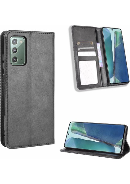 Samsung Galaxy NOTE20/NOTE20 Için Otomatik Emilmiş Retro Deri Cüzdan Telefon KILIFI/NOTE20 5g-Black (Yurt Dışından)