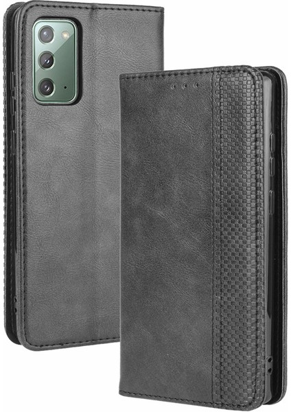 Samsung Galaxy NOTE20/NOTE20 Için Otomatik Emilmiş Retro Deri Cüzdan Telefon KILIFI/NOTE20 5g-Black (Yurt Dışından)