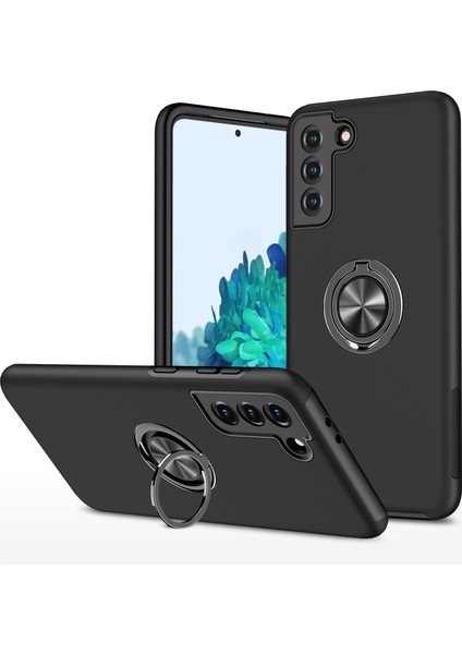 Samsung Galaxy S21 4g/5g-Black Için Yüzük Şekli Kickstand Tasarımı ile Anti-Drop Hibrit Telefon Kılıfı Kapak (Yurt Dışından)