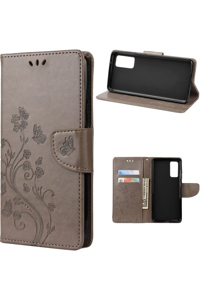 Samsung Galaxy S20 FE/S20 Fan EDITION/S20 Fe 5G/S20 Fan Edition 5G/S20 LITE/S20 Fe 2022 Kelebek Desen Deri Deri Cüzdan Telefon Kapak Kabuk-Gre (Yurt Dışından)
