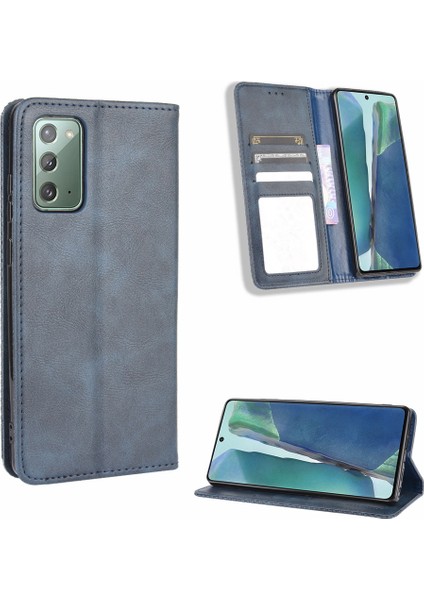 Samsung Galaxy NOTE20/NOTE20 Için Otomatik Emilmiş Retro Deri Cüzdan Telefon Kılıfı (Yurt Dışından)