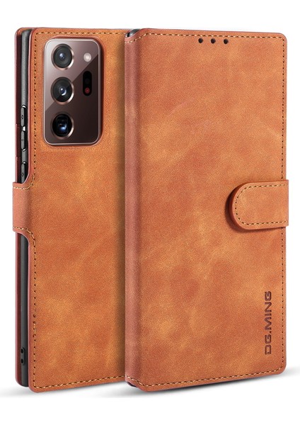 Samsung Galaxy NOTE20 ULTRA/NOTE20 Ultra 5g-Brown Için Retro Deri Cüzdan Standı Kapağı (Yurt Dışından)