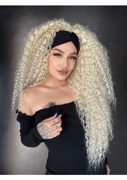 Bandanalı Afro Peruk Platin