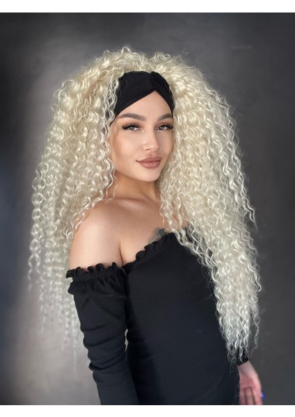 Bandanalı Afro Peruk Platin modelleri