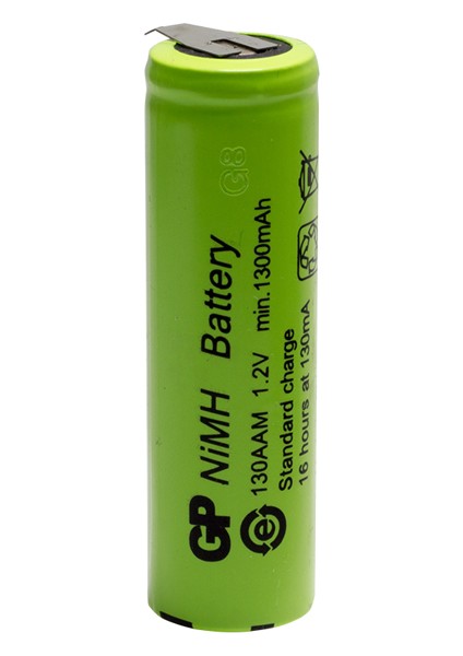 Gp 1300 Mah 1.2V Düz Kafa Puntalı Aa Kalem Pil 130AAM Puntalı Telli Şarjlı Pil