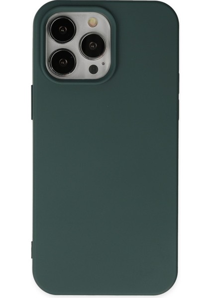 Apple iPhone15 Pro Max Içi Kadife Lansman Silikon Kılıf - Yeşil