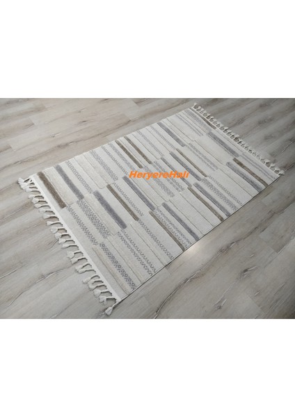 Terazzo Trz 01 Whıte Grey Hav Toz Vermez Yumuşak Dokulu Etnik Örgü Desenlere Sahip Modern Iskindinav Halı fiyatları