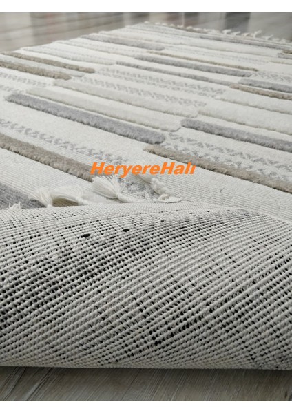 Terazzo Trz 01 Whıte Grey Hav Toz Vermez Yumuşak Dokulu Etnik Örgü Desenlere Sahip Modern Iskindinav Halı indirimleri