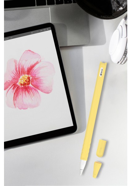 Apple Pencil 2. Nesil Uyumlu Kılıf Renkli Mat Silikon Kalem Koruyucu 2 Uçlu