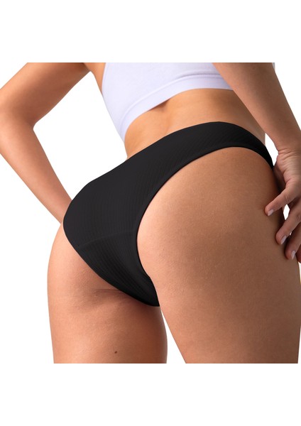 Pamuklu Kadın Fitilli Slip Külot 5 Li Set Siyah Paket Normal Bel fiyatları